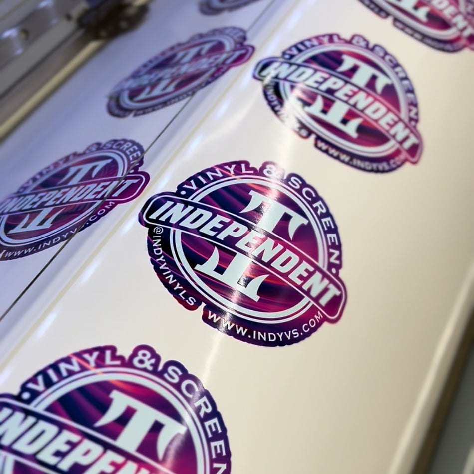 Independent Vinyl & Screen LLC brand logo stickers vinyl decals colorful purple pink
